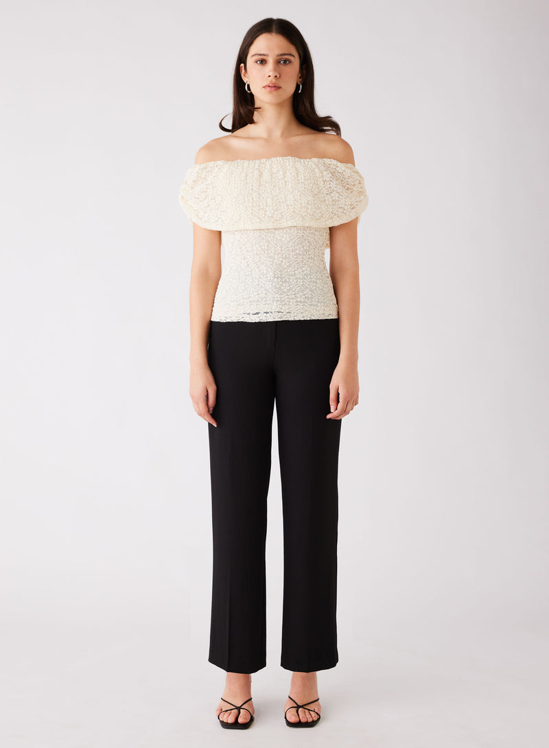 Charmer Off-Shoulder Top - Ivory