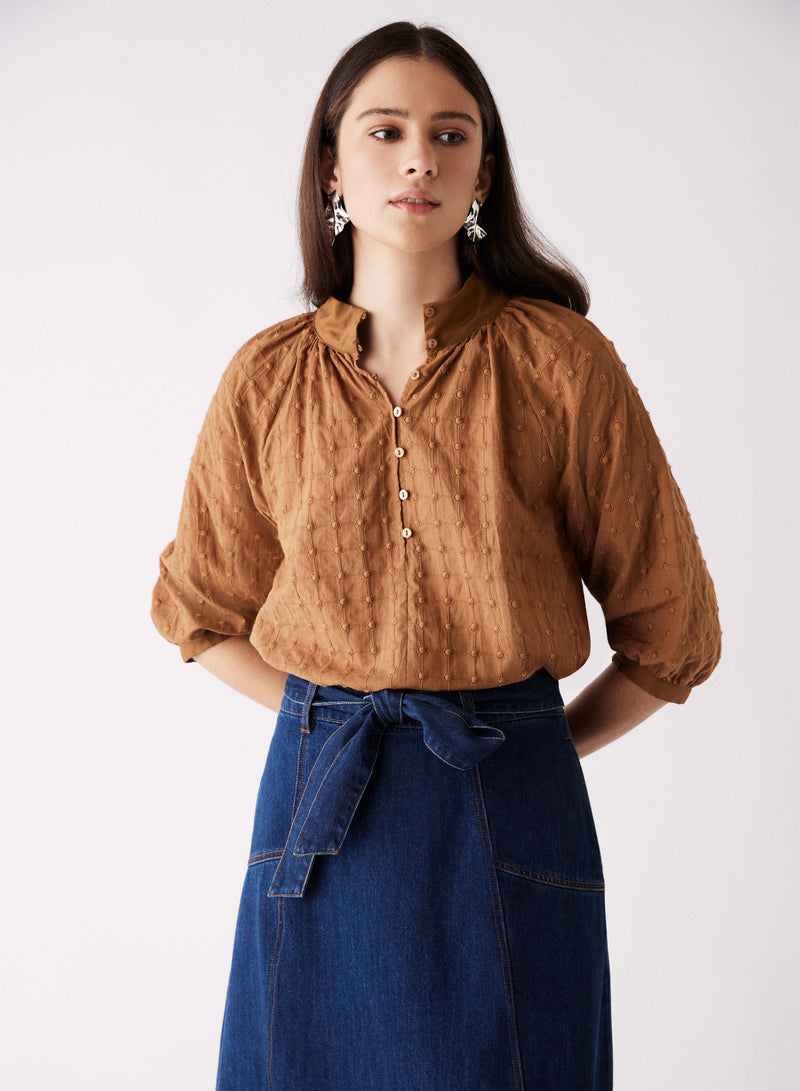 Glimpse Blouse -Chestnut