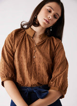 Glimpse Blouse -Chestnut