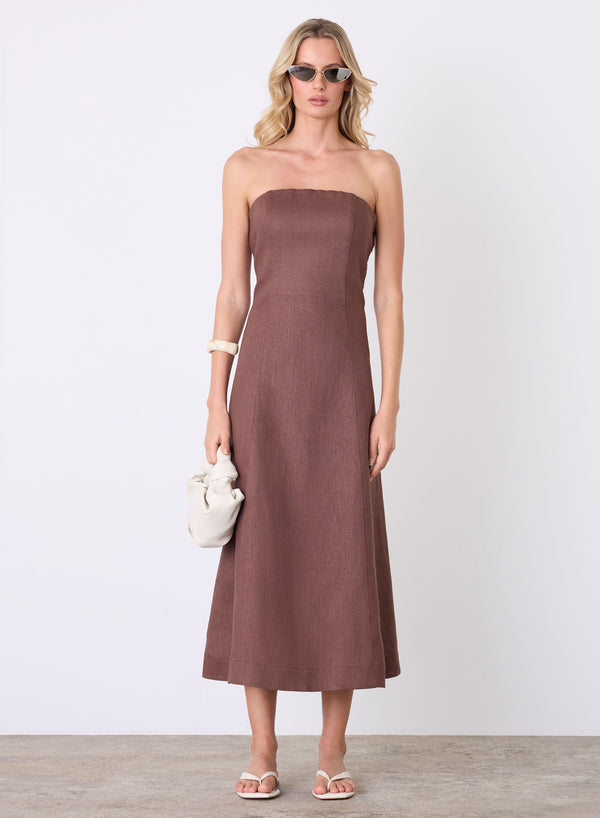 Marseille Bandeau Dress - Espresso