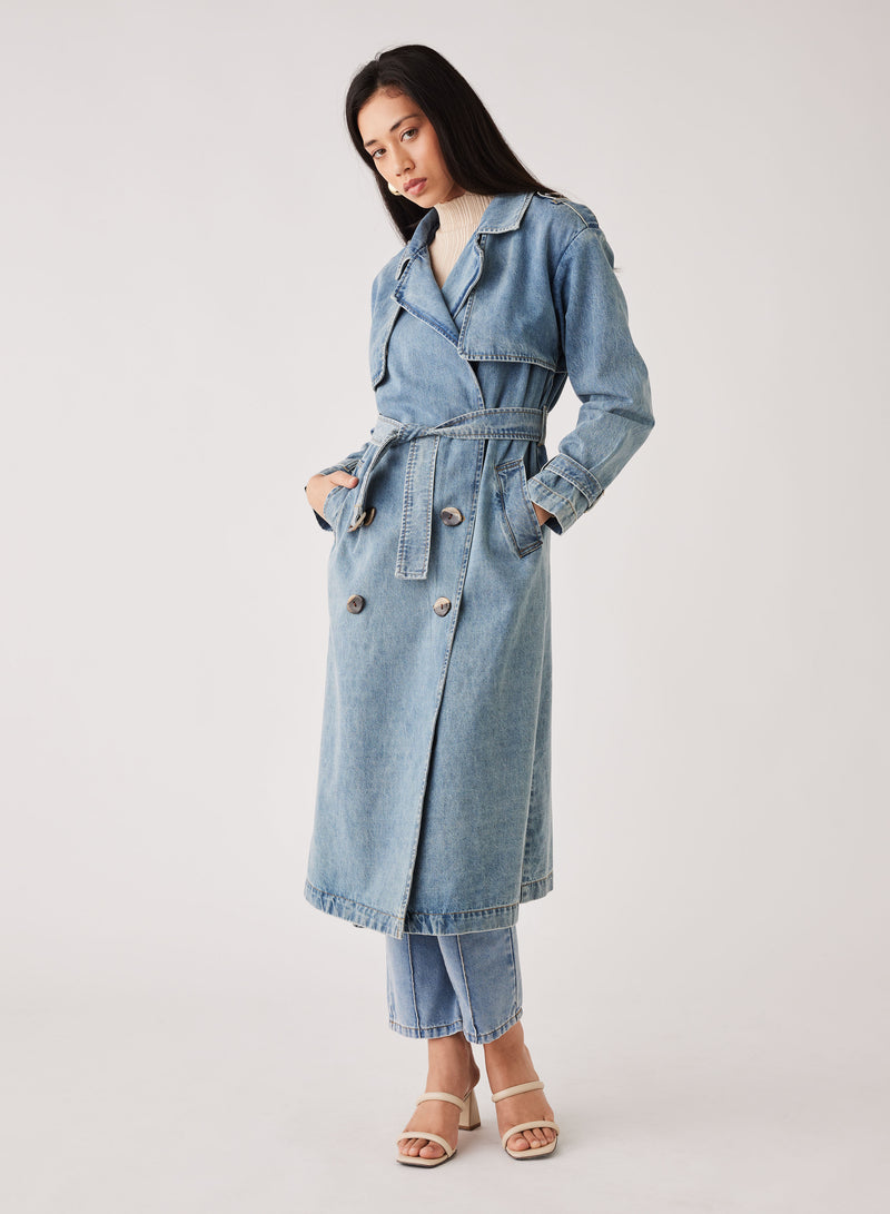 Midwest Trench Coat - Blue Denim
