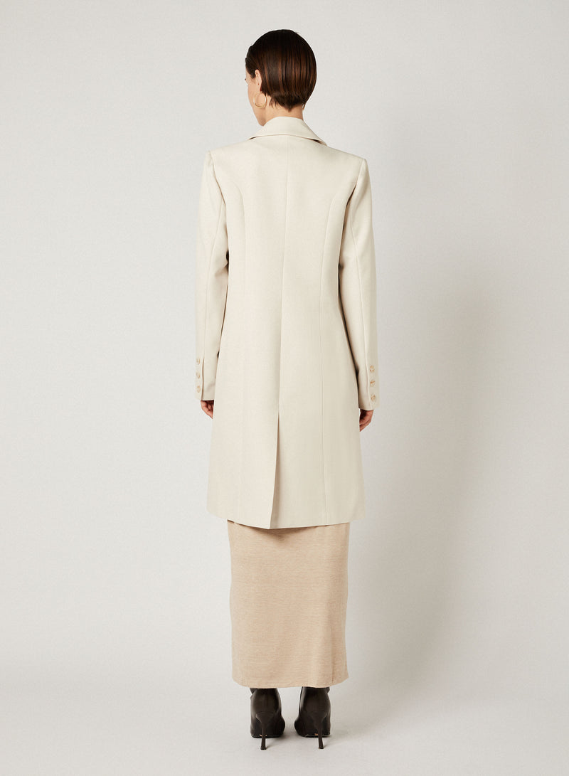 Cream Longline Windbreaker Puffect Hooded Longline Puffer Jacket