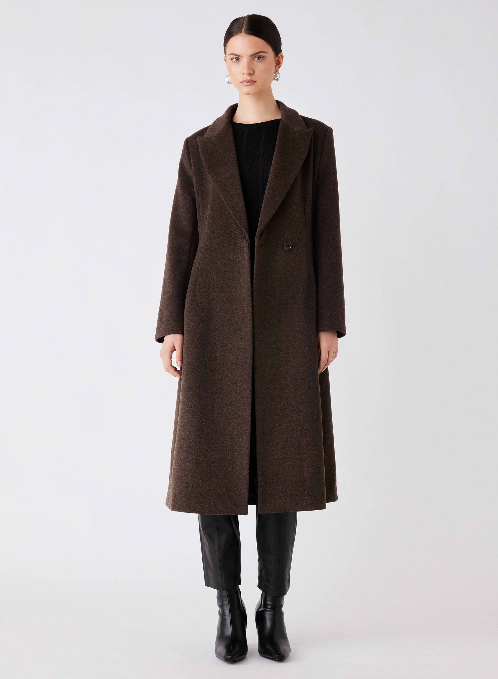 Chocolate　　 Siena  Long Coat Sienna Suede Coat, chocolate – ALMADA LABEL