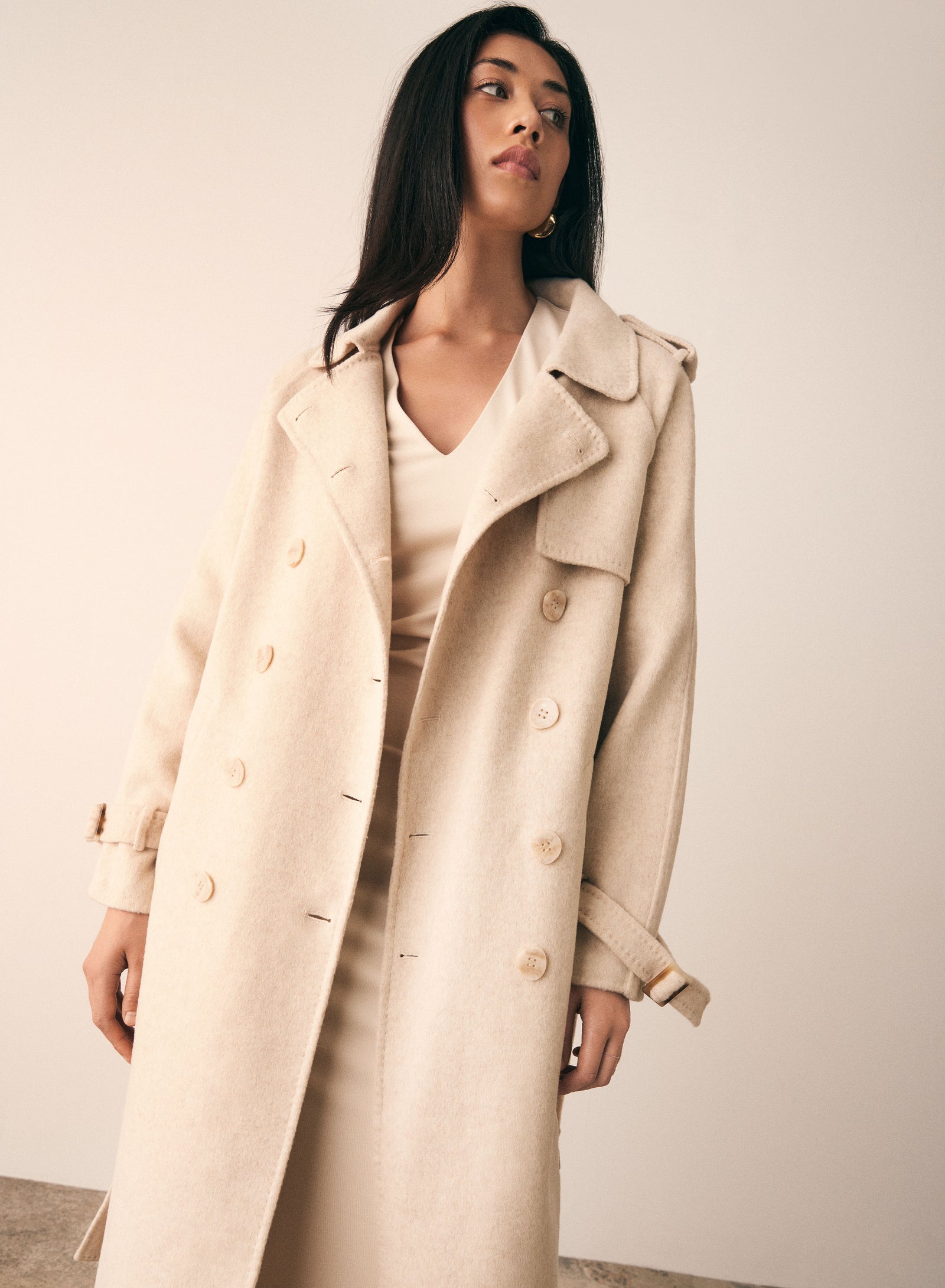 SMOOTH WRINKLE LONG TRENCH
