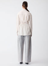 Parity Drawstring Shirt - White/Black Stripe
