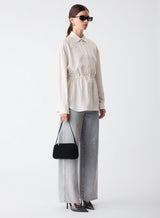 Parity Drawstring Shirt - White/Black Stripe