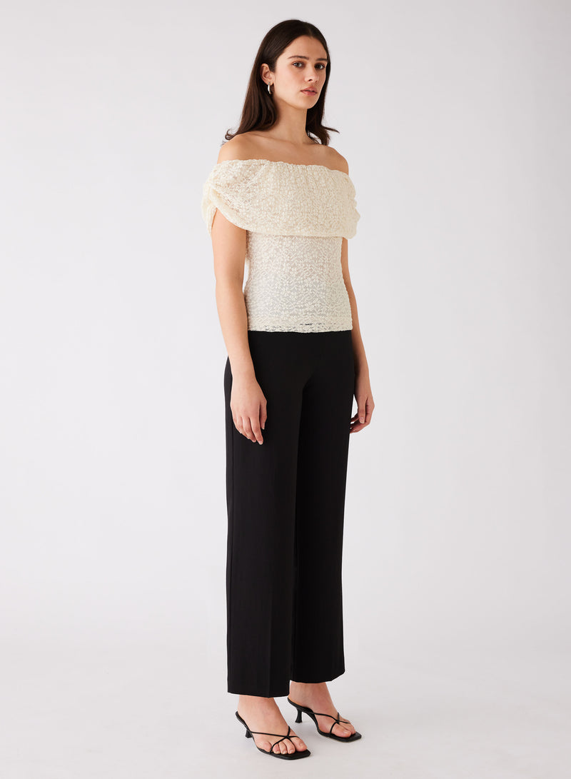 Charmer Off-Shoulder Top - Ivory