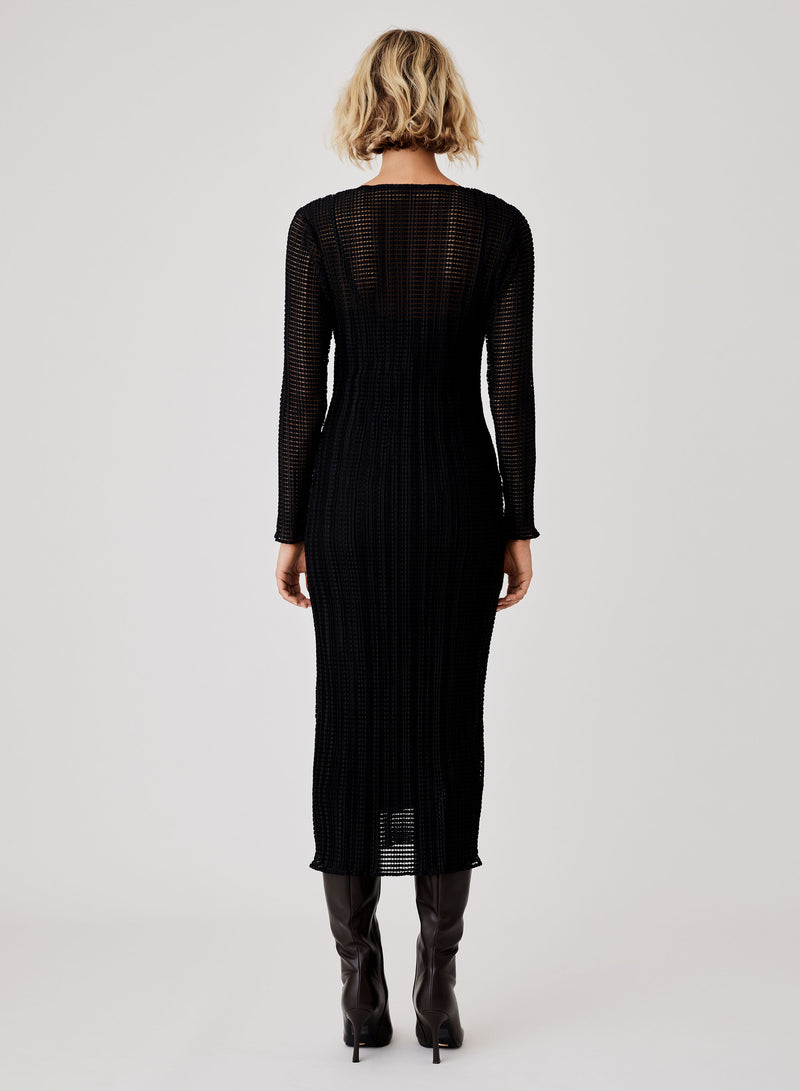 Krinkle Midi Dress - Black