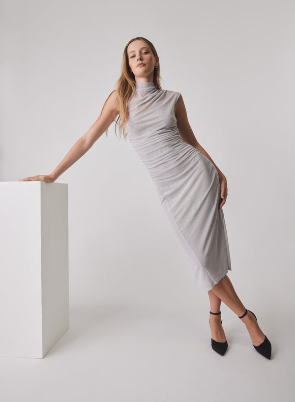 Viola Midi Dress - Silver