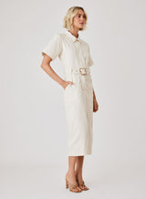 Kokomo Denim Midi Dress - Ivory