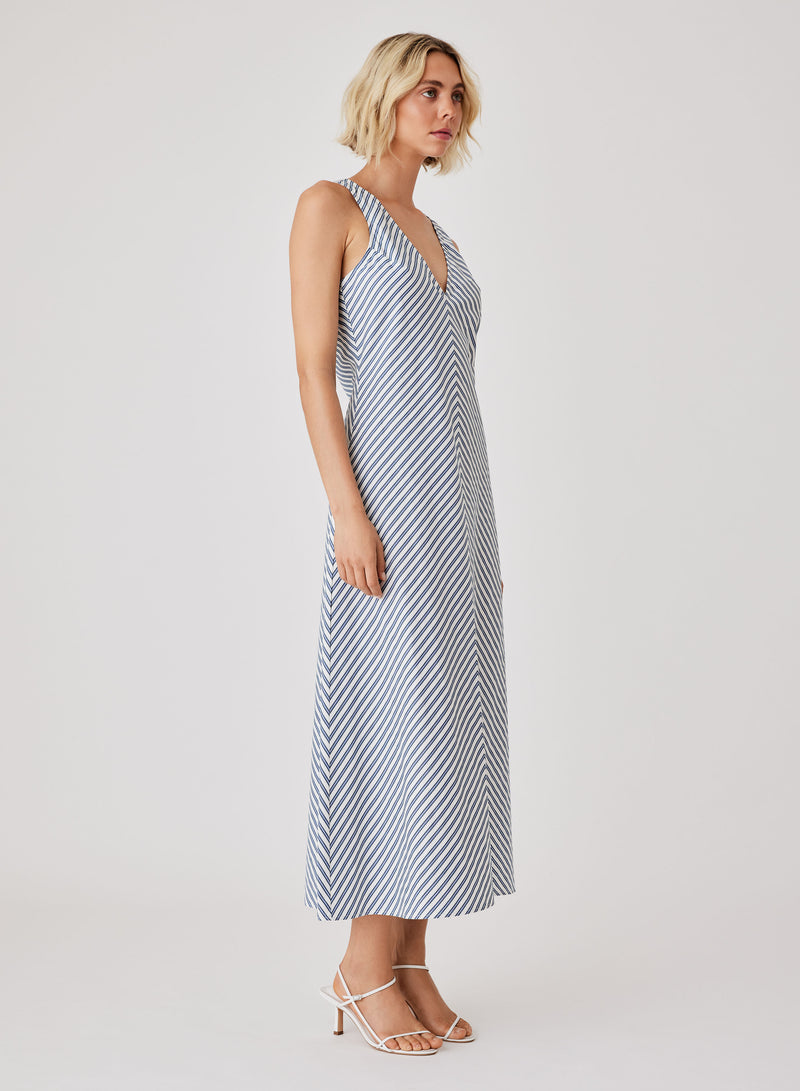 Broadwalk Midi Dress - Blue Stripe