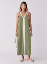 Monochrome Dress -Sage/Cream
