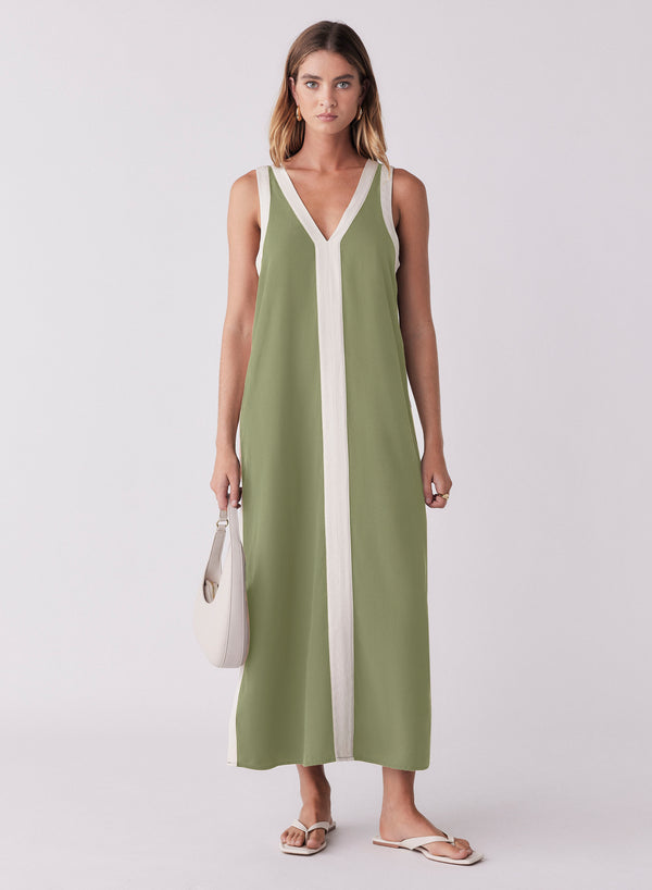 Monochrome Dress -Sage/Cream