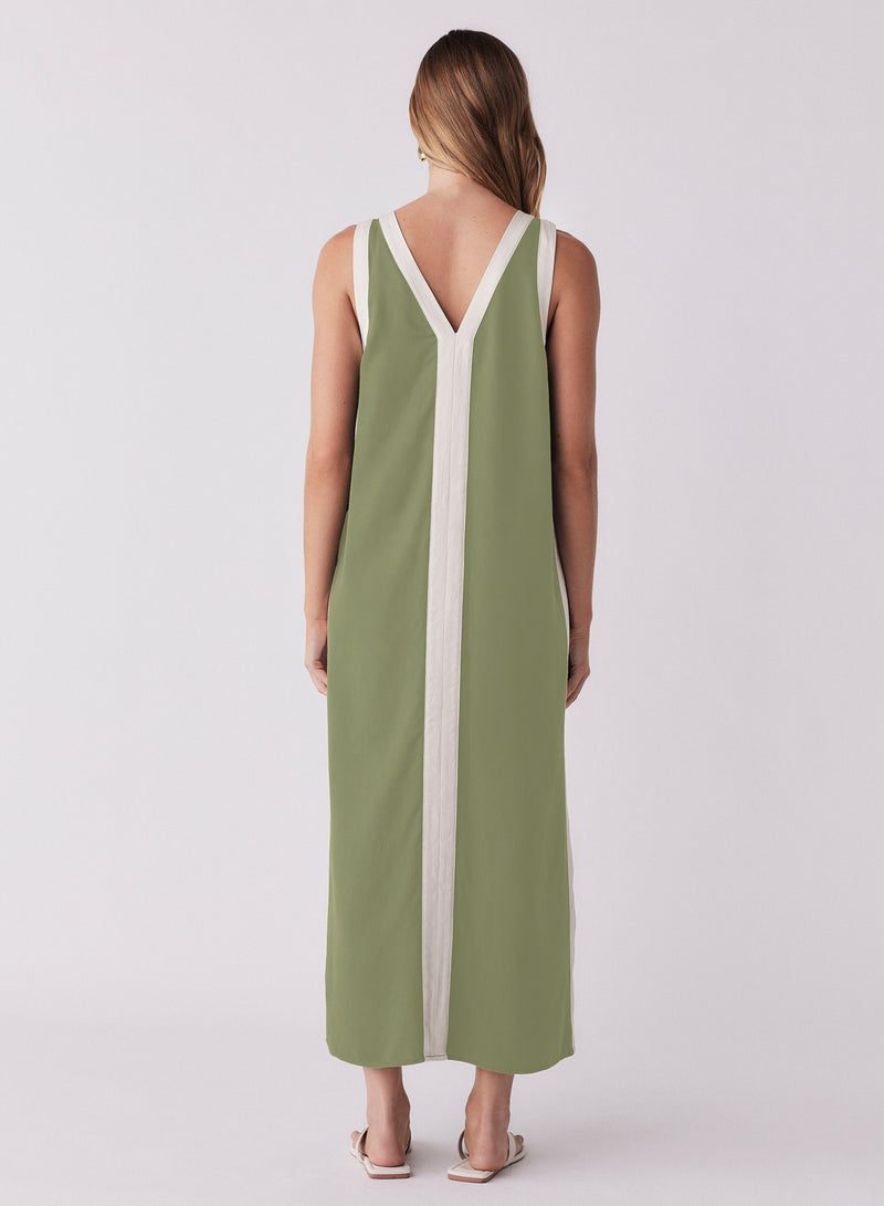 Monochrome Dress -Sage/Cream