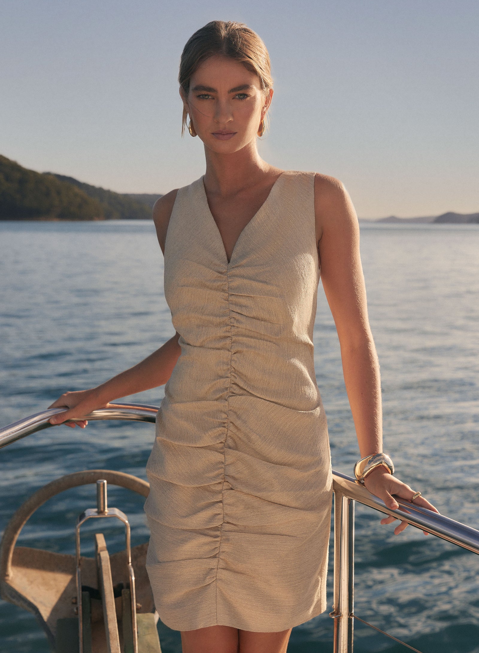 Golden Hour Ruche Dress – Esmaee Golden Hour Ruche Dress – Esmaee