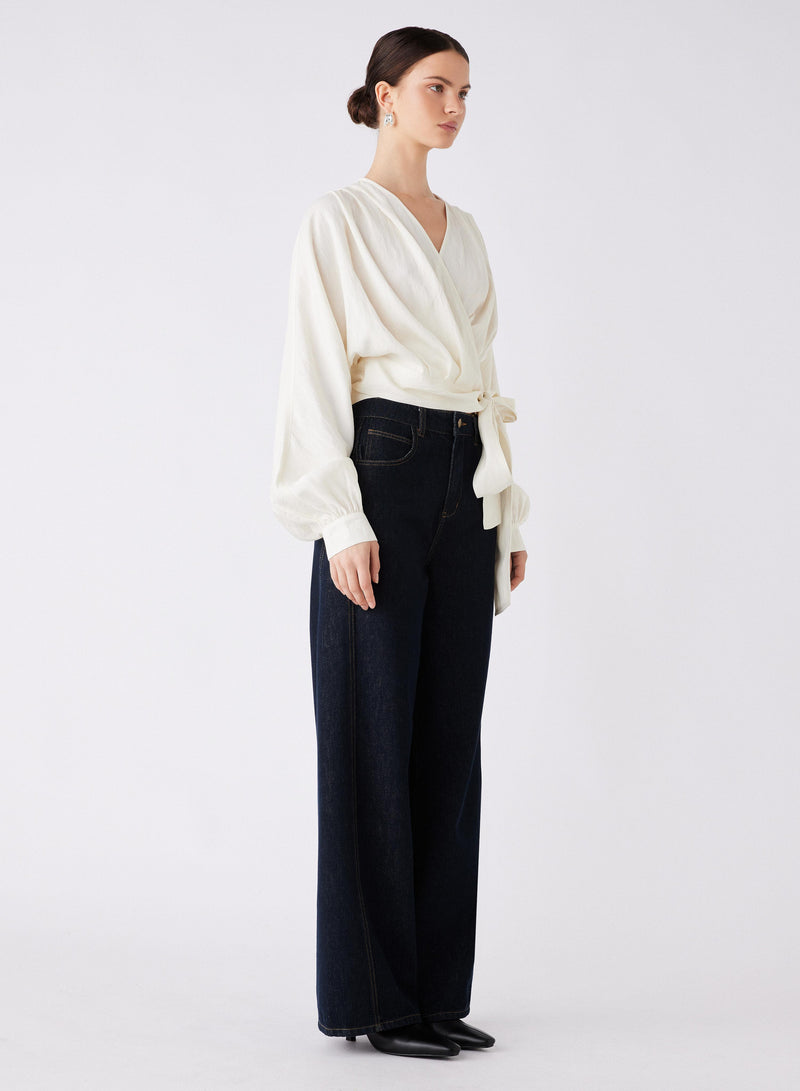 Hilton Tie Side Blouse - Ivory