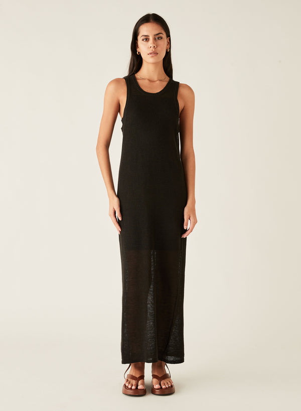 Rhodes Linen Dress - Black