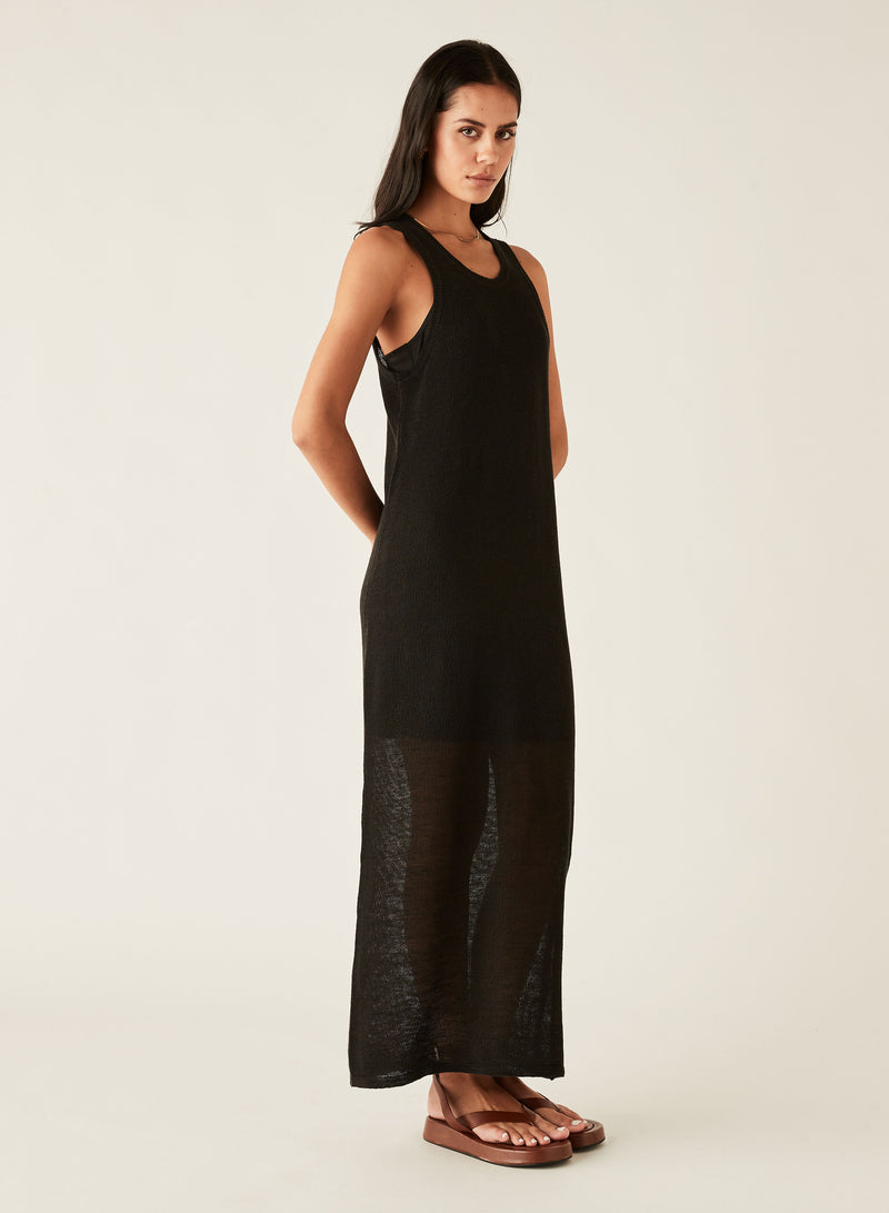 Rhodes Linen Dress - Black