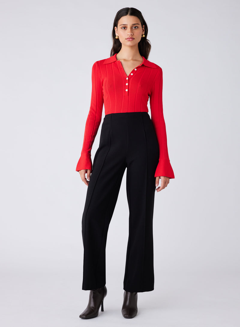 Avenue Button Sweater - Fire