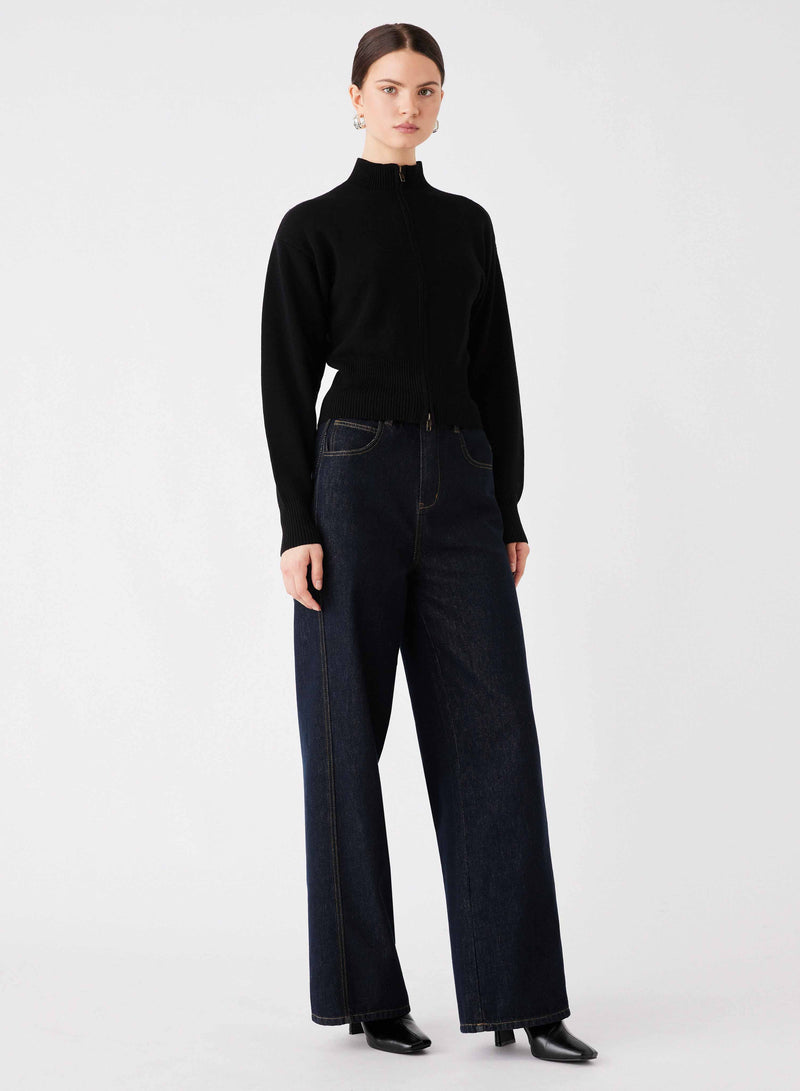 Sierra Zip Cardi - Black