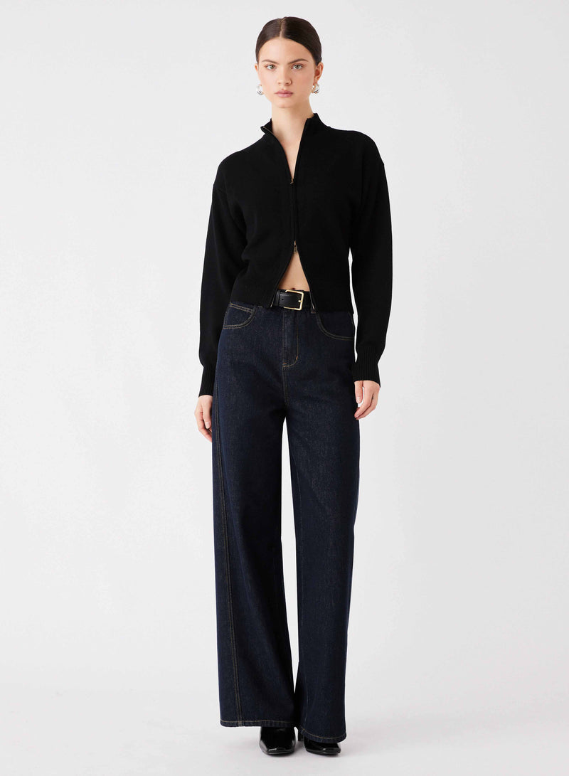 Sierra Zip Cardi - Black