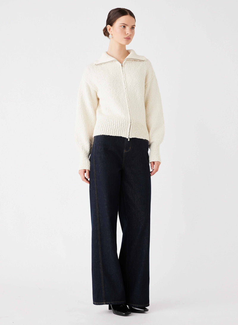 Elevation Zip Cardi - Cream