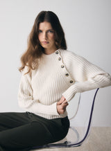 Harriet Button Neck Sweater - Cream