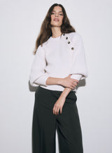 Harriet Button Neck Sweater - Cream