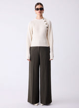 Harriet Button Neck Sweater - Cream