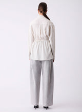 Parity Drawstring Shirt - White/Black Stripe