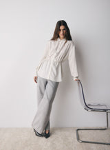 Parity Drawstring Shirt - White/Black Stripe