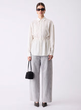 Parity Drawstring Shirt - White/Black Stripe