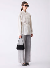 Parity Drawstring Shirt - White/Black Stripe