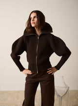 Rewind Zip Cardi - Dark Chocolate