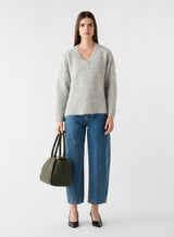 Whisper V Neck Sweater - Silver
