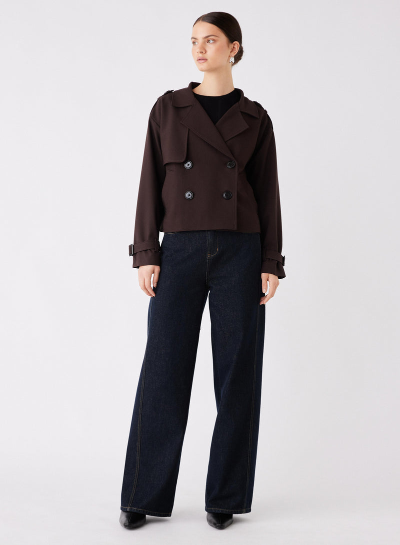 Avenue Cropped Trench - Chocolate