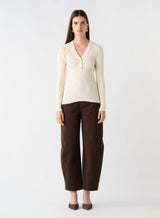 Fluted Knit Top - Ivory