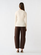 Fluted Knit Top - Ivory