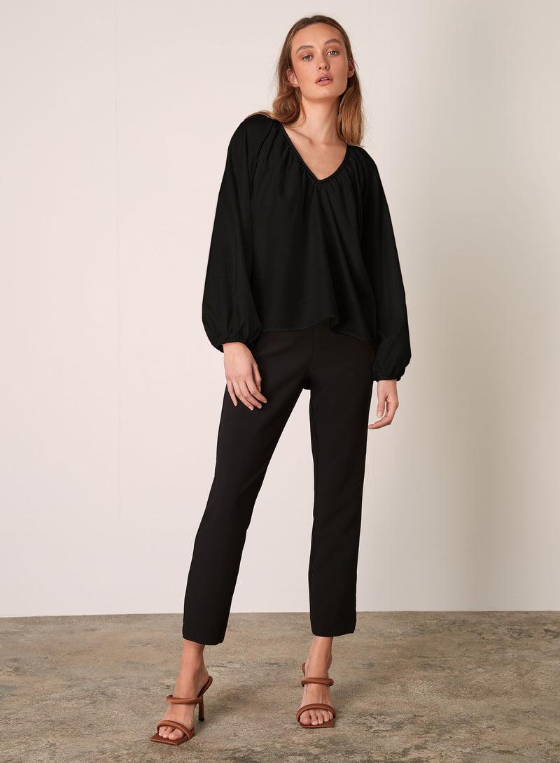 Irena V-Neck Blouse - Black