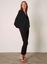 Irena V-Neck Blouse - Black