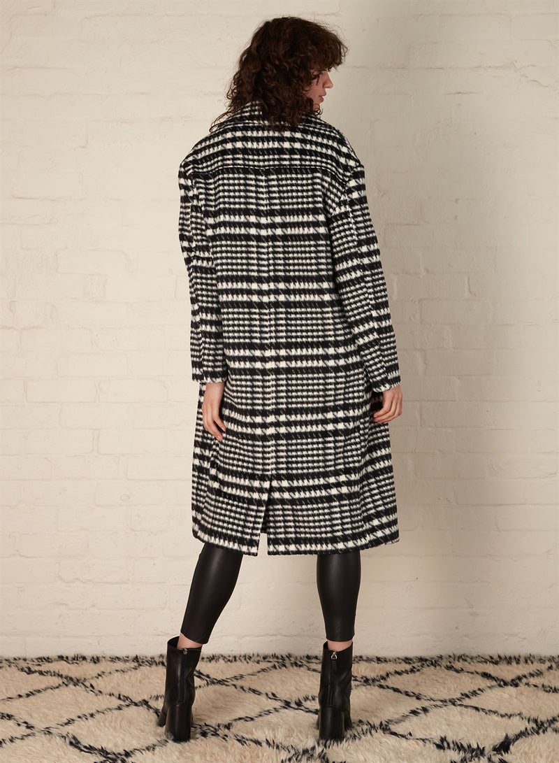Dalton Coat - Black/White Check