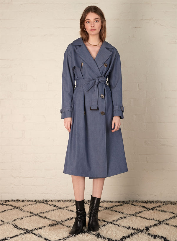 Parker Trench Coat - Denim Blue