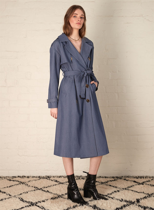 Parker Trench Coat - Denim Blue