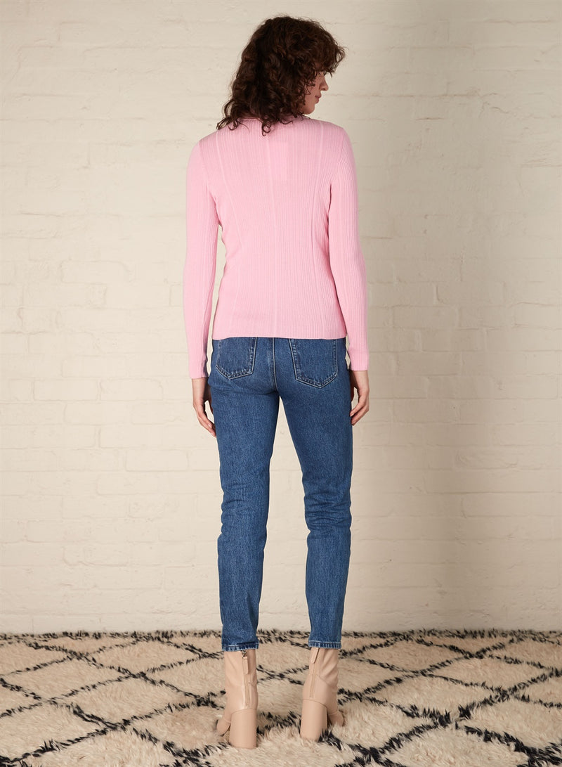 Rowie Button Sweater - Peony