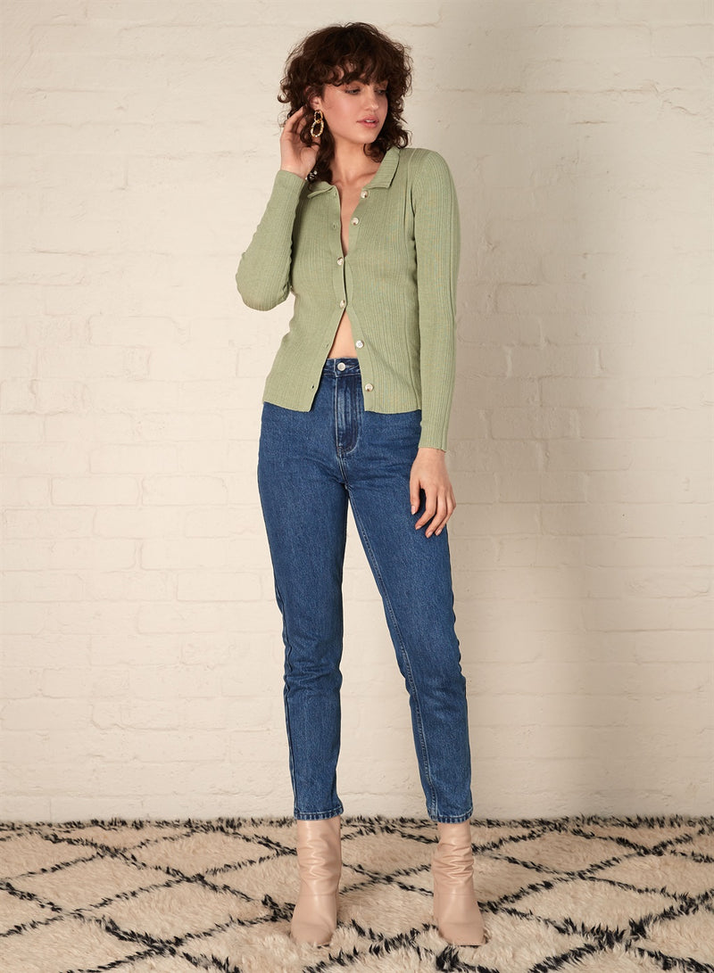 Rowie Button Sweater - Pistachio