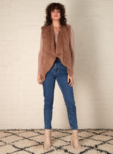 Assure Fur Vest - Taupe