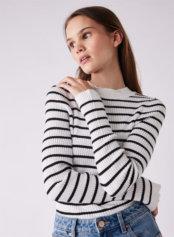 Amie Sweater - Black/White Stripe
