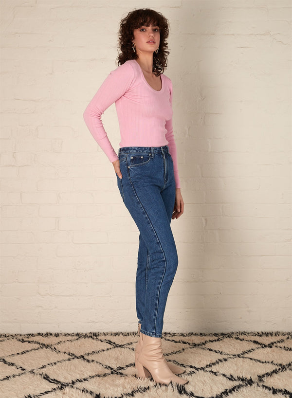 Rowie Scoop Neck Top - Peony