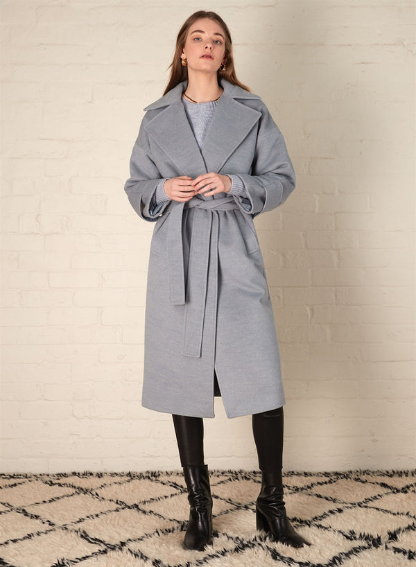 Dover Wrap Coat - Denim Blue