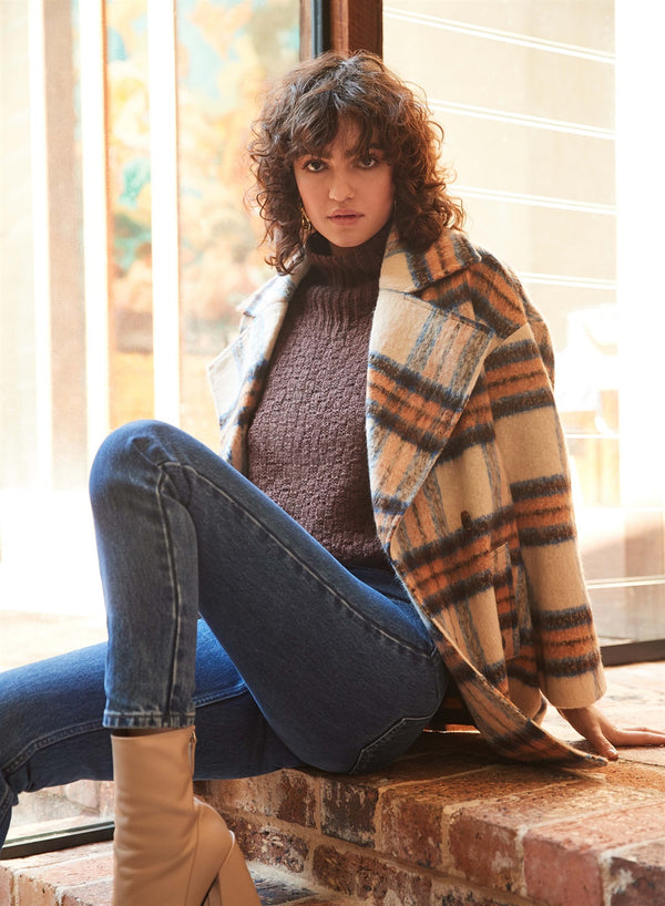 Encore Coat - Cobolt Check